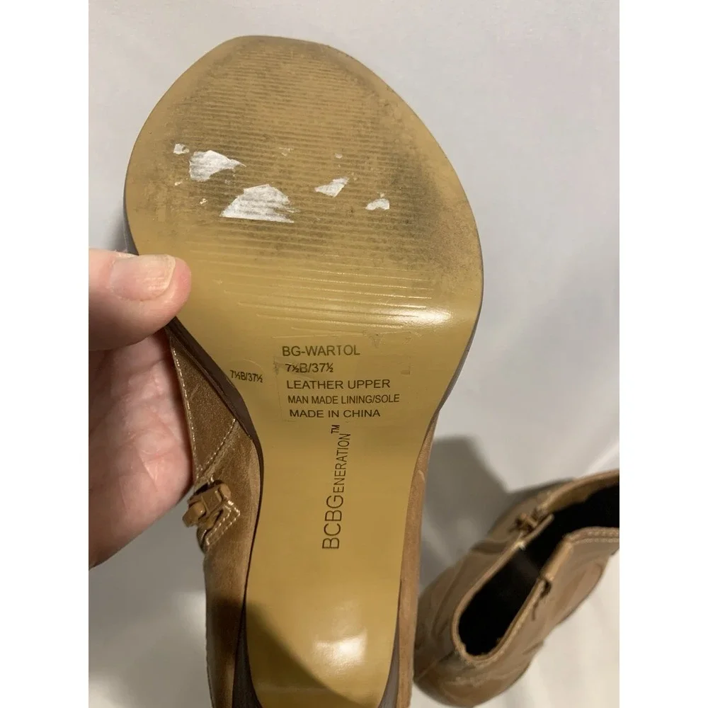 BCB Generation Womens 7.5 Brown‎ Leather Peep Toe stiletto western wartol